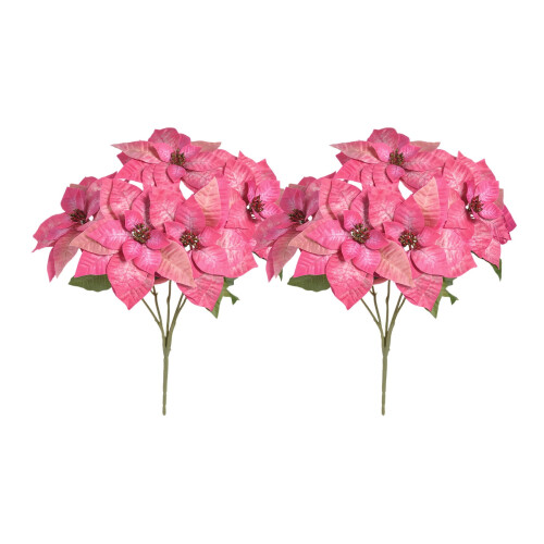Artificial Poinsettia Flowers5-Head20.8in2PCS 1