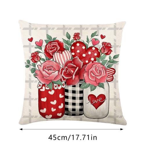 Capa de almofada em formato de coração com rosas, 45 x 45 cm (17,7 x 17,7 polegadas) 1