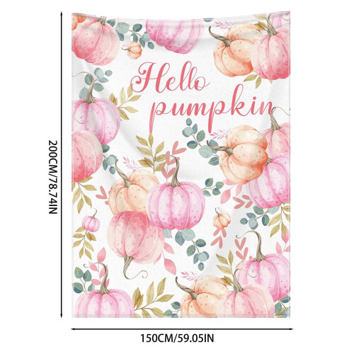 Fall Throw Blanket Pumpkin Orange Leaves Design 1 2