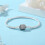 Pulseira feminina com pingente de coração em prata de lei 925 e rosa. 4