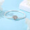 Pulseira feminina com pingente de coração em prata de lei 925 e rosa. 5