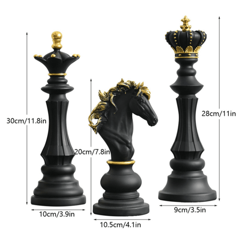 Skak harpiks ornament figur dronning ridder statue sæt 1