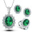 Set di collana, anello e orecchini in rame e zirconi verdi 2