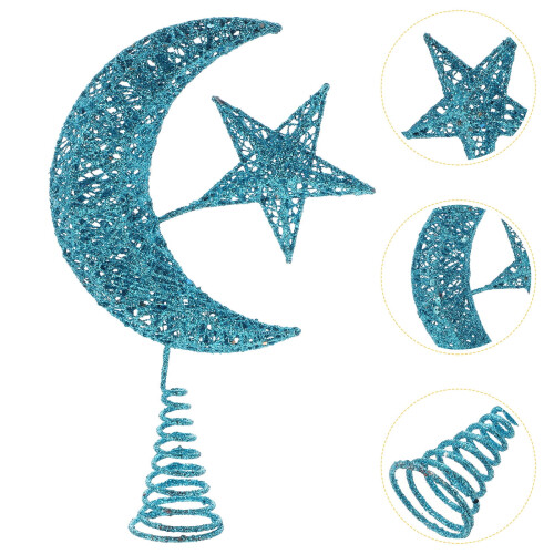 Guangmc 3D glitter star tree topper blue 2