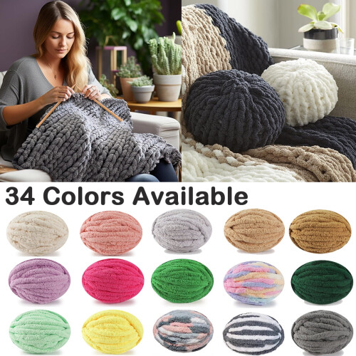 Chenille Yarn Set Soft Thick Fluffy 3PCS 1