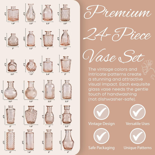 Glass bud vase set clear and amber 24-pack 1