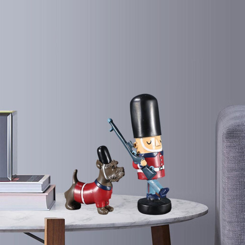 Conjunto de decoração de mesa de Natal em madeira com quebra-nozes e cachorro 2