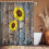 Duschvorhang mit Sonnenblumenmuster, rustikales Blumenmuster, 183 x 213 cm 3