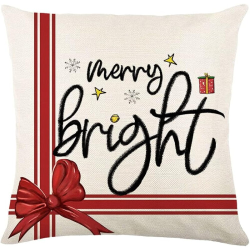Conjunto de 4 capas de almofada vermelhas de Natal com boneco de neve, 45x45cm. 2