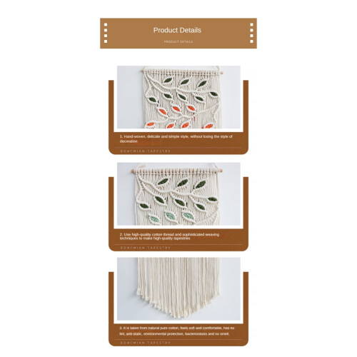 Macrame Wall Hanging Green Leaf Boho Decor Handmade 1