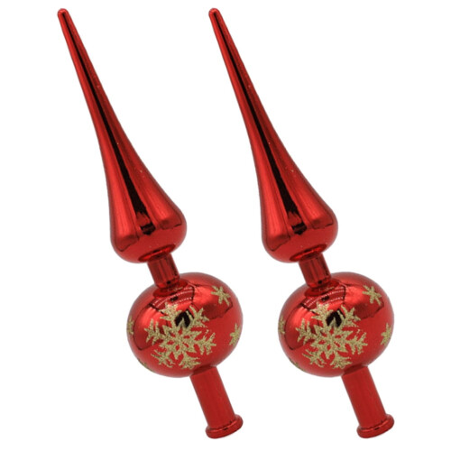 Vintage Plastic Christmas Tree Topper Red Metallic 2pcs 1