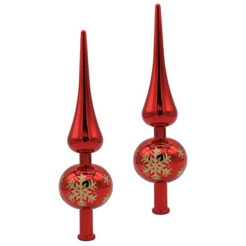 Vintage Plastic Christmas Tree Topper Red Metallic 2pcs 2