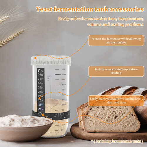 Sourdough Starter Kit with Cloth Covers and Tools for 3-4 2