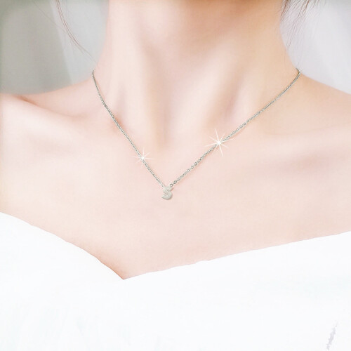 Colar com inicial YUEHAO em prata para mulheres AZ 2
