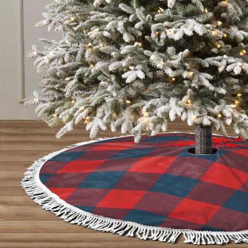 Weihnachtsbaumrock mit Fransen, Spitze, Tartan, 76 cm 2
