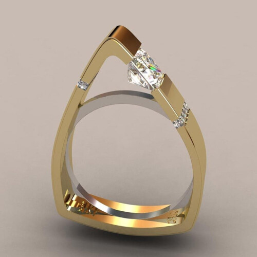 Geometrische holle driehoek strass ring voor dames 1