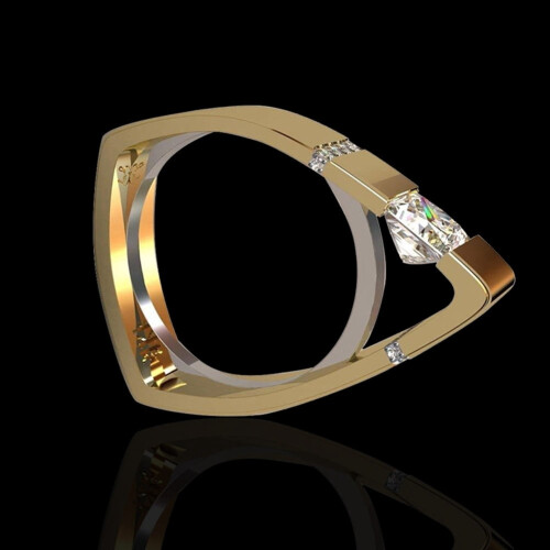 Geometrische holle driehoek strass ring voor dames 2