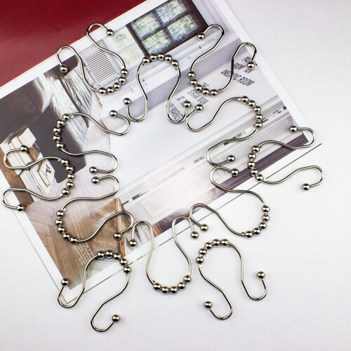 Shower Curtain Hooks Metal Double-Sliding Rust-Resistant 12 2