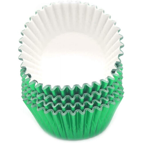 Caissettes à cupcakes et muffins en aluminium vert (100 unités) 1