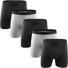 ZMNKH Herren-Boxershorts aus Baumwolle 5er-SET Dehnbar Schwarz und Grau Größe M — herren boxer baumwolle, 5er pack boxer, stretch boxer