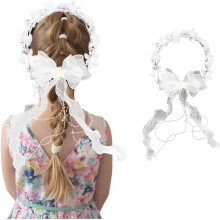 Corona de Comunión con Velo Tocado para el Pelo Flores Blancas Perlas Adorno Universal — accesorios pelo