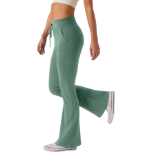 Damen Schlagleggings Yoga-Hosen Trainingshosen Grün L — bellhose leggings damen, yoga flare hose, grüne sport leggings, high waist leggings