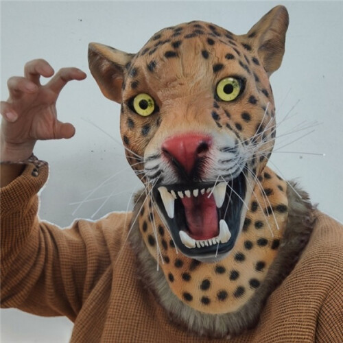 (Léopard d'Afrique) Masque en latex léopard africain
