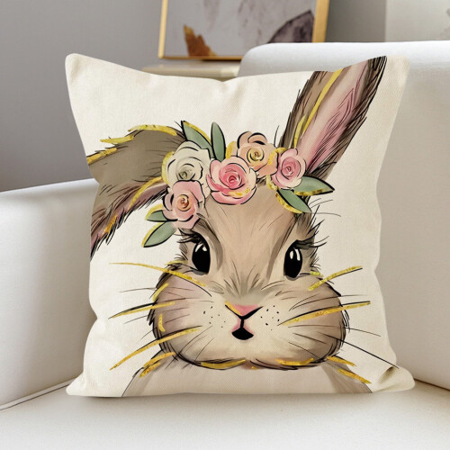 Easter Bunny Throw Pillow Cover 18x18 Inch 1