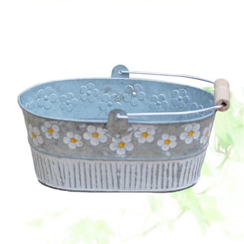 Metalleimer, Retro-Blumentopf, Eisen, 1 Stück 2