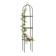 Metal Garden Obelisk Climbing Plant 1.9m Flowers Steel Frame Wgo Trellis Vines Floral Decor Army Green Yard Round Weather-Proof Metal