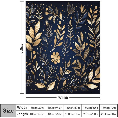 Gold Glitter Foliage Throw Blanket Microfiber 40x50 Inch 1