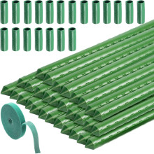 Green Garden Plant Stakes, 30Pcs Garden Canes Plastic Coated Steel Tube Garden Stakes, Plant Support Sticks with 20 Connector and 1 Plant Ties, Vine
