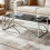 AINPECCA Silver Coffee Table Stainless Steel Tempered Glass 1