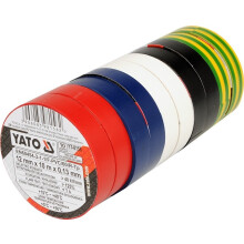 Isoleringsbånd 12mmx10mx0,13mm mix af farver, sæt 10 stk. YT-8156 YATO