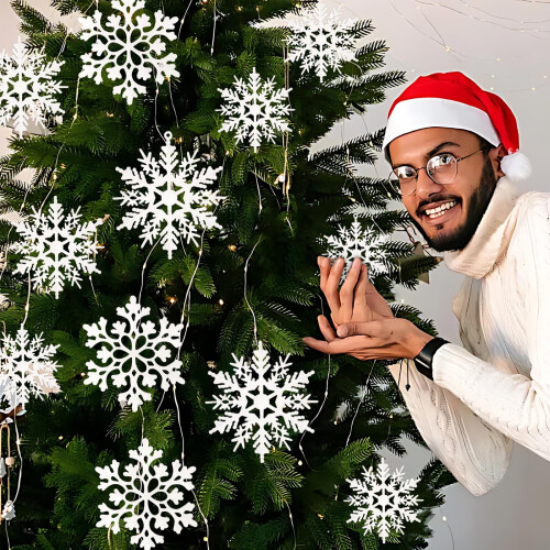 Christmas Tree Decorations White Snowflake Ornaments 12 pcs 2