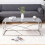 AINPECCA Coffee Table Stainless Steel Tempered Clear Glass 7
