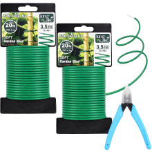 KINGLAKE 40m 3.5mm Green Soft Garden Wire with Plier, Garden Plant Twist Ties Plastic Coated Wire for Outdoor Climbing Plants Support Vine Tomatoes V