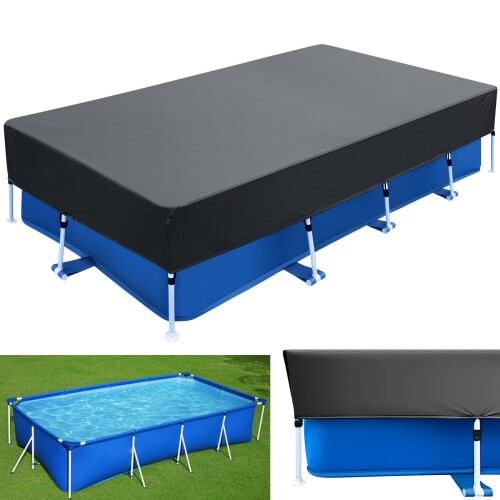 Rectangular Pool Cover, 400 x 210 cm, Pool Tarpaulin, Rainproof, Dustproof, UV-Resistant for Paddling Pools, Rectangular Inflatable Pool and Rectangu