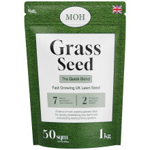 Grass Seed Quick Blend 1kg Fast Growing UK Lawn Seed for Overseeding, Patch Repair & New Lawns
