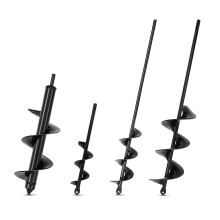 LYFETC 4pcs Garden Auger Drill Bit Set - Planting Auger, Spiral Drill Bit, Bulb Planter, Post Hole Digger, Black