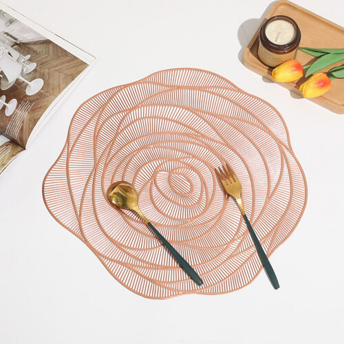 Set de table rond creux en vinyle rose doré (2 pièces) 1