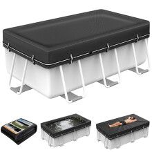 8x14Ft Rectangular Pool Cover, Swimming Pool Cover for Above Ground Pool, Solar Cover Including Full-Circle Windproof Buckle, Winter Cover Ideal for