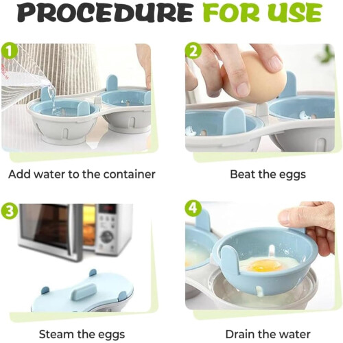 Microwave Egg Cooker Steamer Poacher Blue Double Row 1