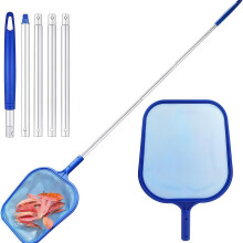 CHWUYI Swimming Pool Net,150cm Pool Skimmer Net Cleaning Kit Adjustable Pool Nets for Cleaning Hot Tub Pond Net Fine Mesh Leaf Skimmer Netting for Ga