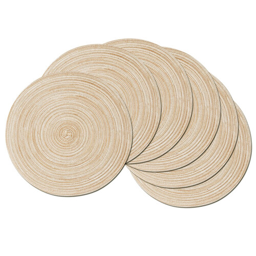Coolmade runde vevde bordbrikker sett med 6 beige 2
