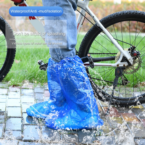 Disposable waterproof shoe covers with elastic ankle 100 pcs 2