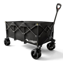 LEWANJA 200L Folding Trolley, Heavy Duty Collapsible Garden Handcart with Wide Braked Wheels, Adjustable Handle, 200kg Load, Portable Festival Wagon