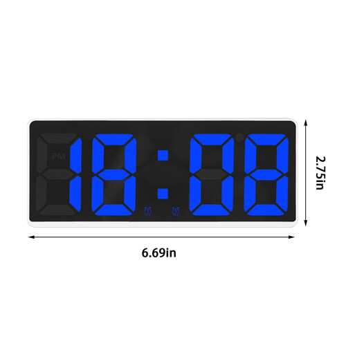 Digital Alarm Clock LED Large Display White Frame 2