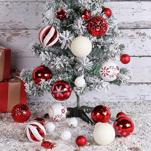 Christmas Ball Set Red and White 44 Pieces 2