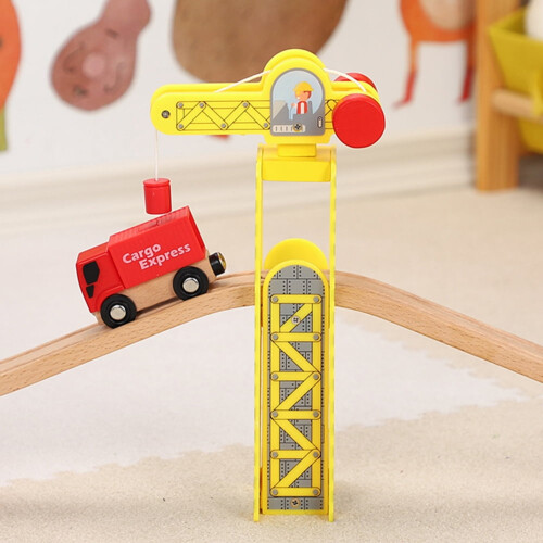 Wooden Train Track Accessory Magnetic Crane Model 2
